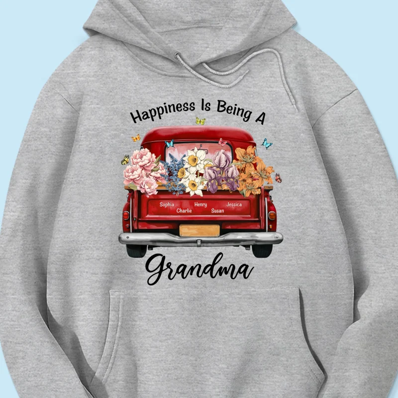 Happiness Is Being A Grandma Mom Birth Month Flowers Truck Personalized Shirt, Mother's Day gift for Moms, Grandmas - Image 18