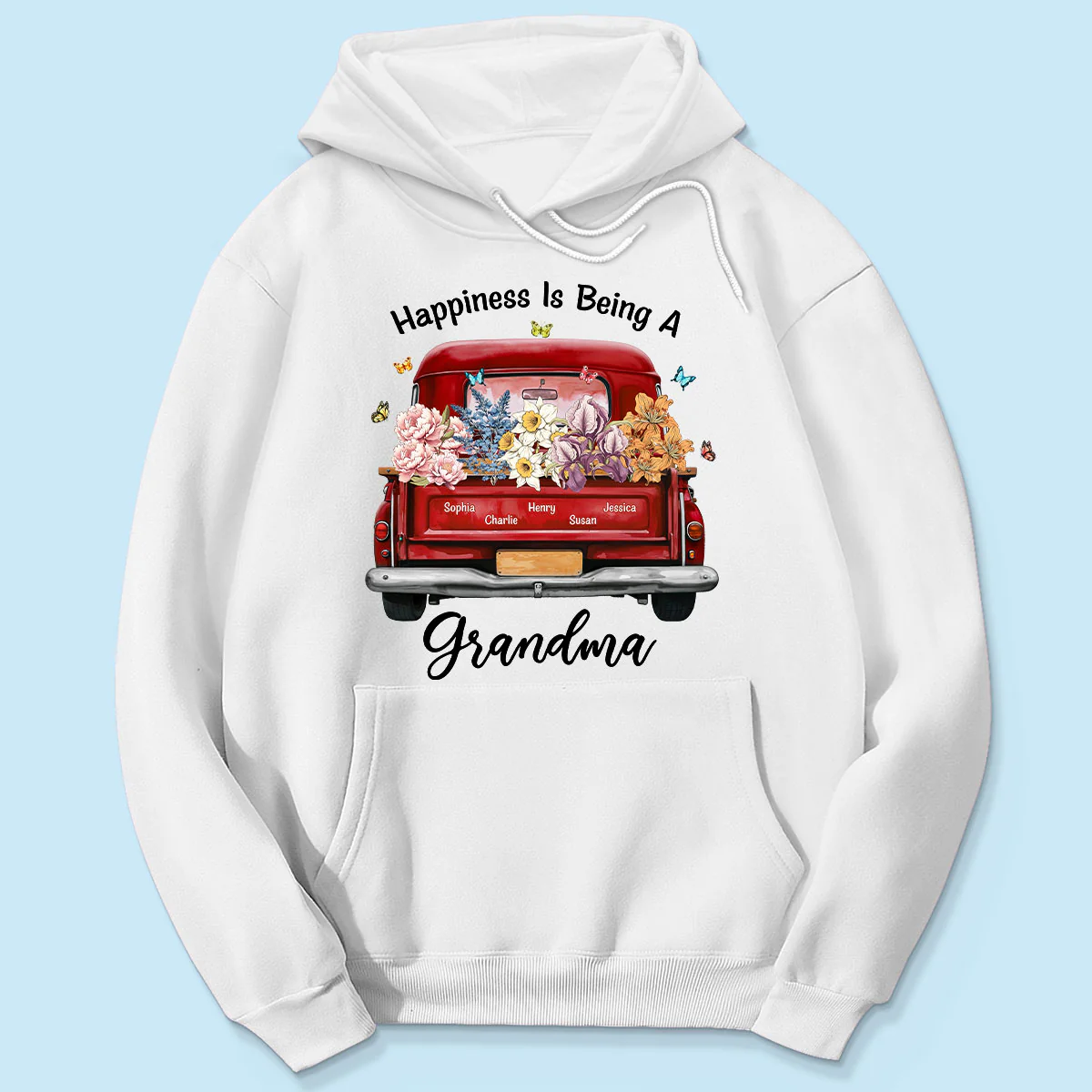 Happiness Is Being A Grandma Mom Birth Month Flowers Truck Personalized Shirt, Mother's Day gift for Moms, Grandmas - Image 7