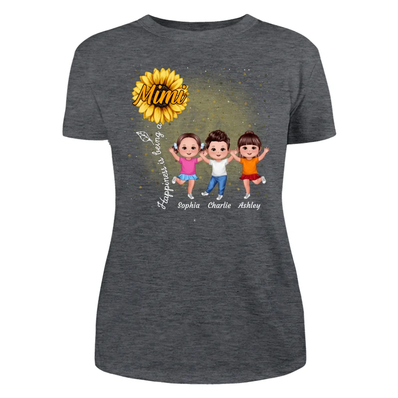 Happiness Is Being A Grandma Sunflower Happy Doll Kids Personalized Shirt - Image 10