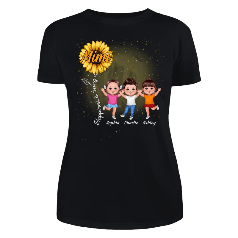 Happiness Is Being A Grandma Sunflower Happy Doll Kids Personalized Shirt - Image 8