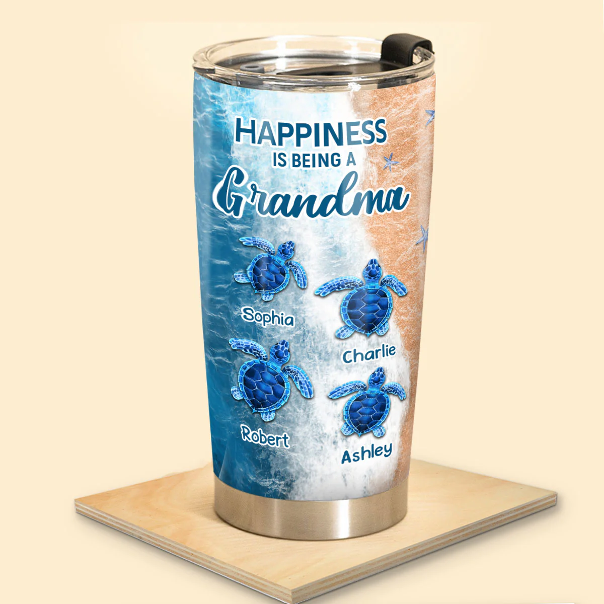 Happiness Is Being Called Grandma Turtles Summer Personalized Tumbler - Image 2