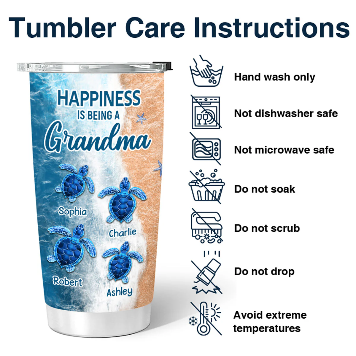 Happiness Is Being Called Grandma Turtles Summer Personalized Tumbler - Image 4