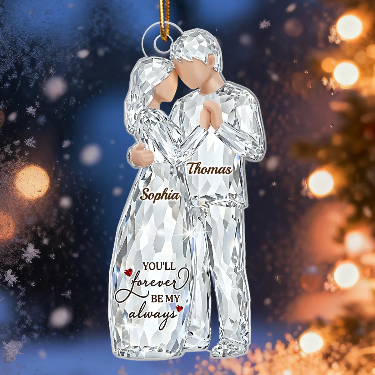 Happiness Is Growing Old With You Pattern Crystal - Personalized Acrylic Ornament - Heartwarming Christmas Gift For Him, For Her, For Couple - Image 6
