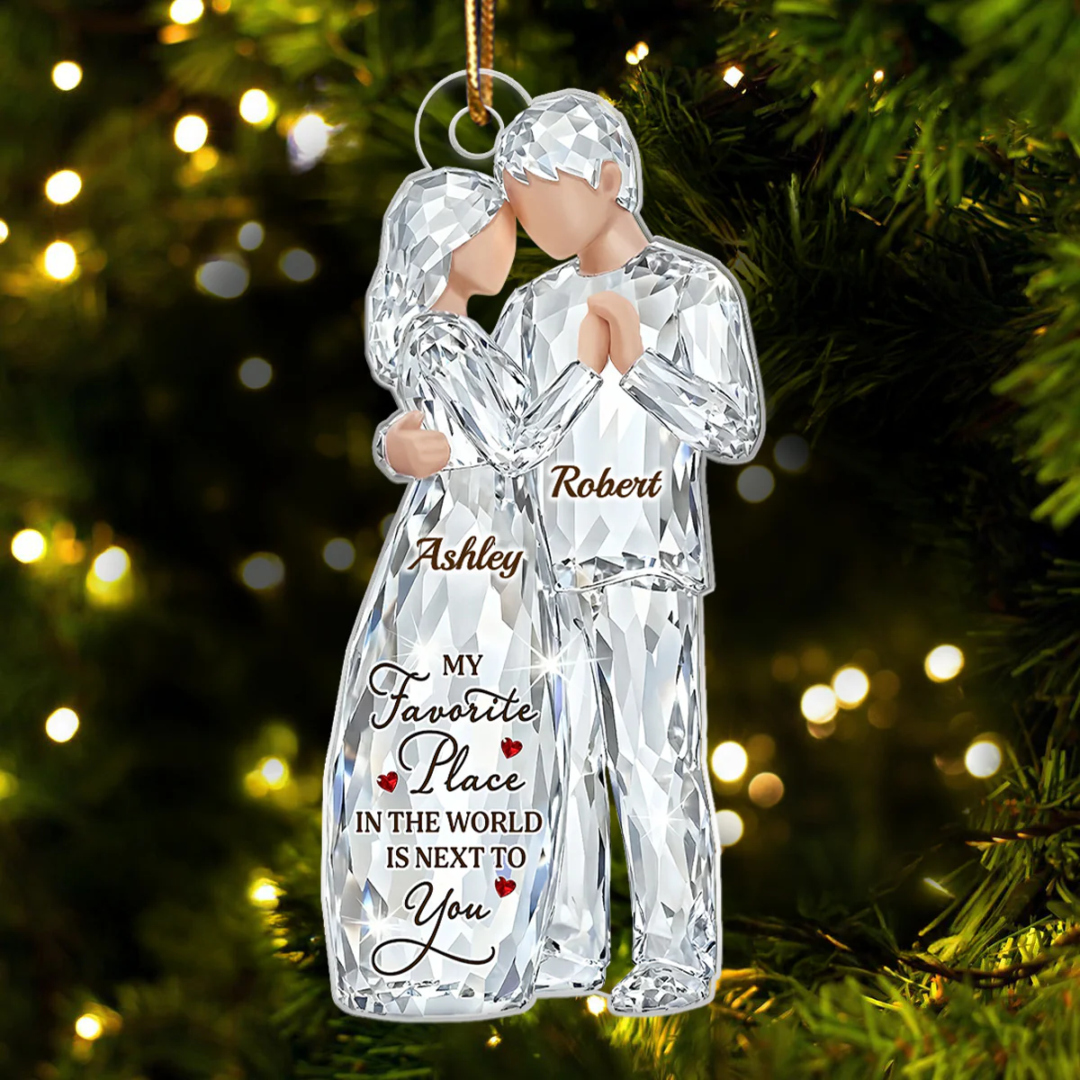 Happiness Is Growing Old With You Pattern Crystal - Personalized Acrylic Ornament - Heartwarming Christmas Gift For Him, For Her, For Couple - Image 7