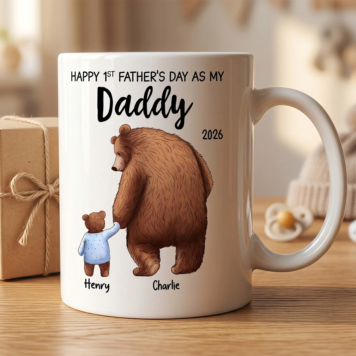 Happy 1st Father's Day Daddy Bear & Cub - Personalized Mug - Father's Day Gift For New Dad - Image 3