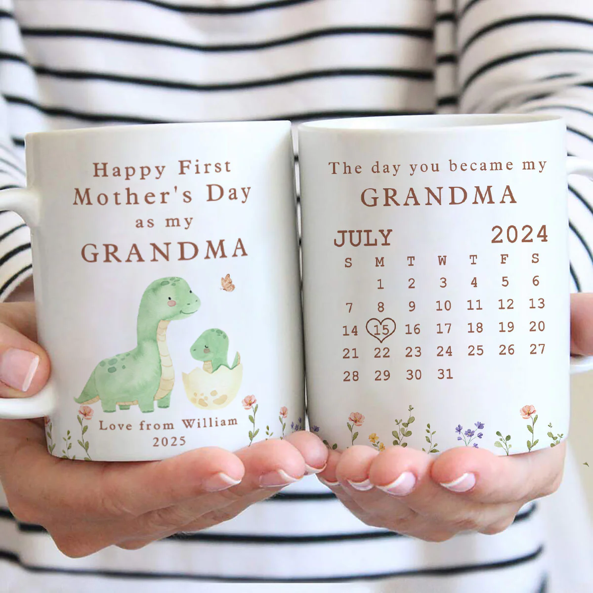 Happy 1st Mother's Day As My Grandma Nana Mommy Calendar Keepsake Personalized Mug - Image 2