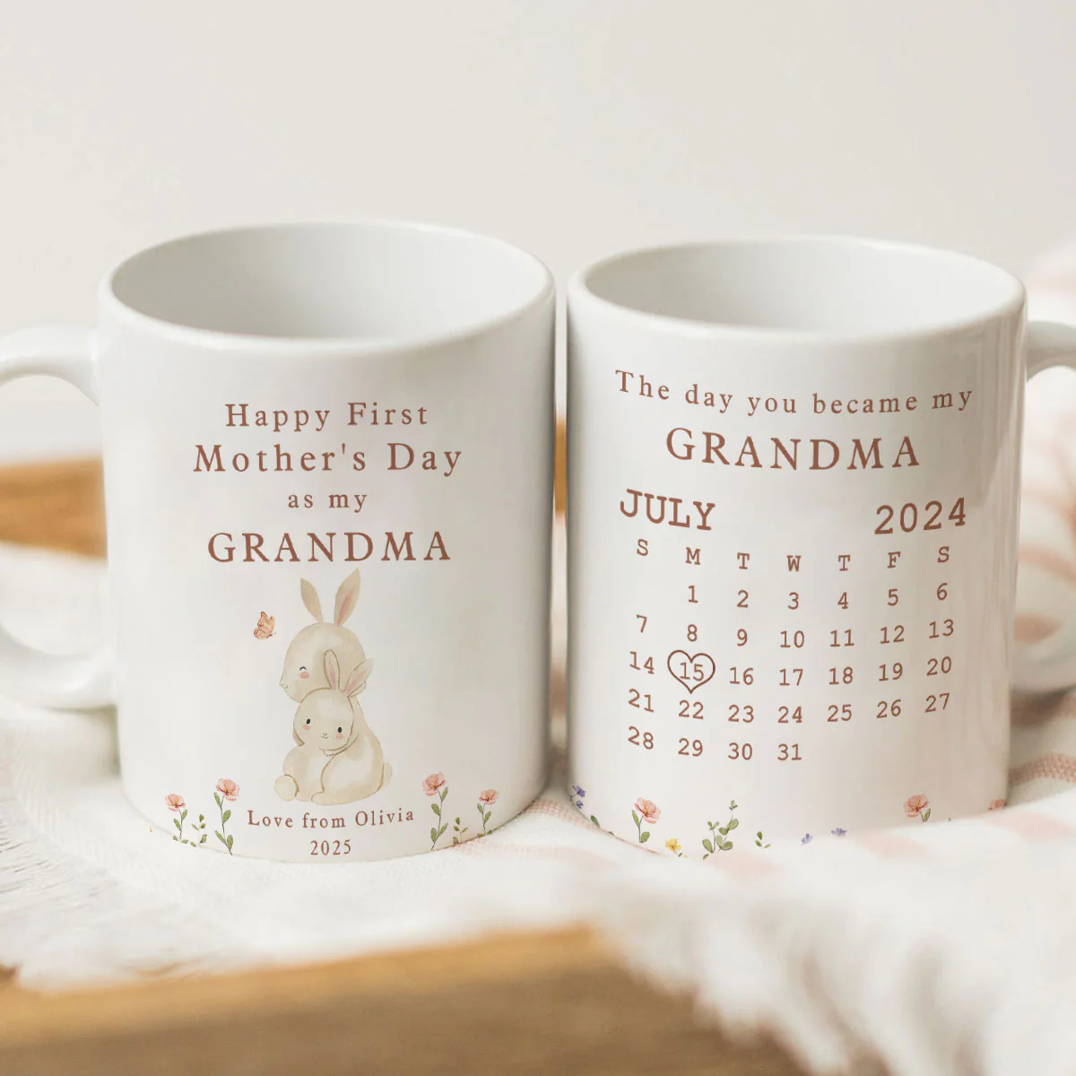 Happy 1st Mother's Day As My Grandma Nana Mommy Calendar Keepsake Personalized Mug - Image 3