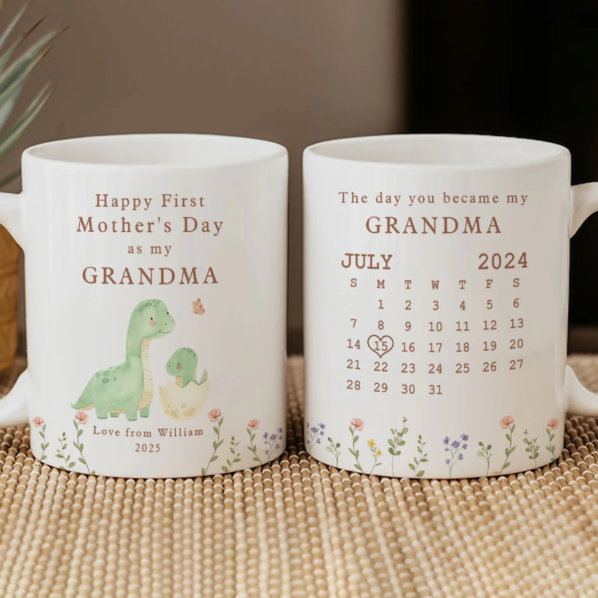 Happy 1st Mother's Day As My Grandma Nana Mommy Calendar Keepsake Personalized Mug - Image 5