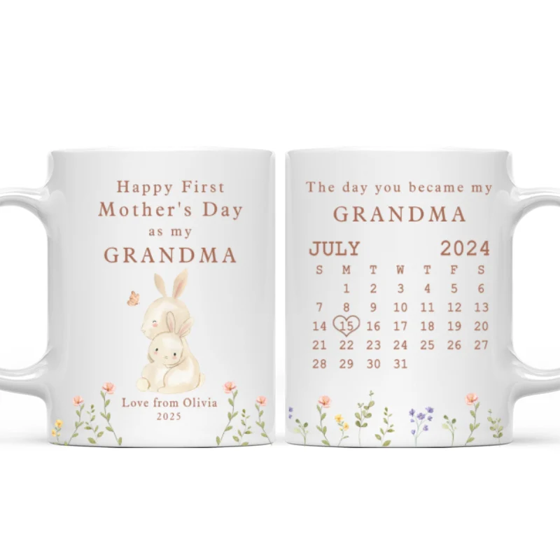 Happy 1st Mother's Day As My Grandma Nana Mommy Calendar Keepsake Personalized Mug - Image 7