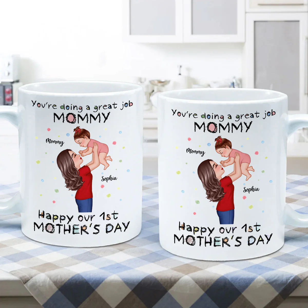 Happy 1st Mother's Day Mom And Kids Personalized Mug, Gift For Mom - Image 5