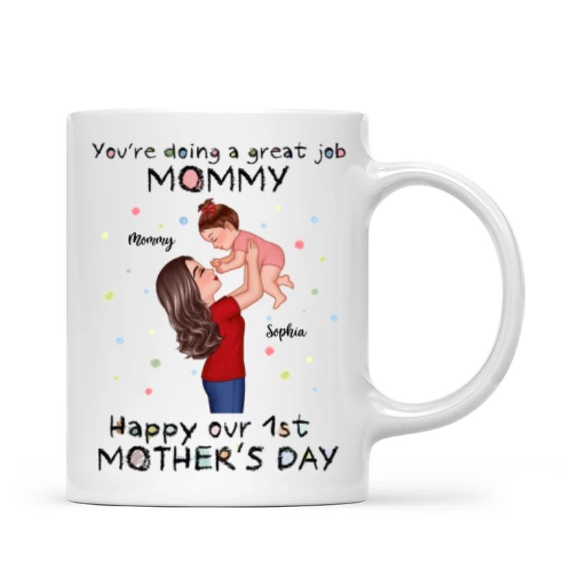 Happy 1st Mother's Day Mom And Kids Personalized Mug, Gift For Mom - Image 6