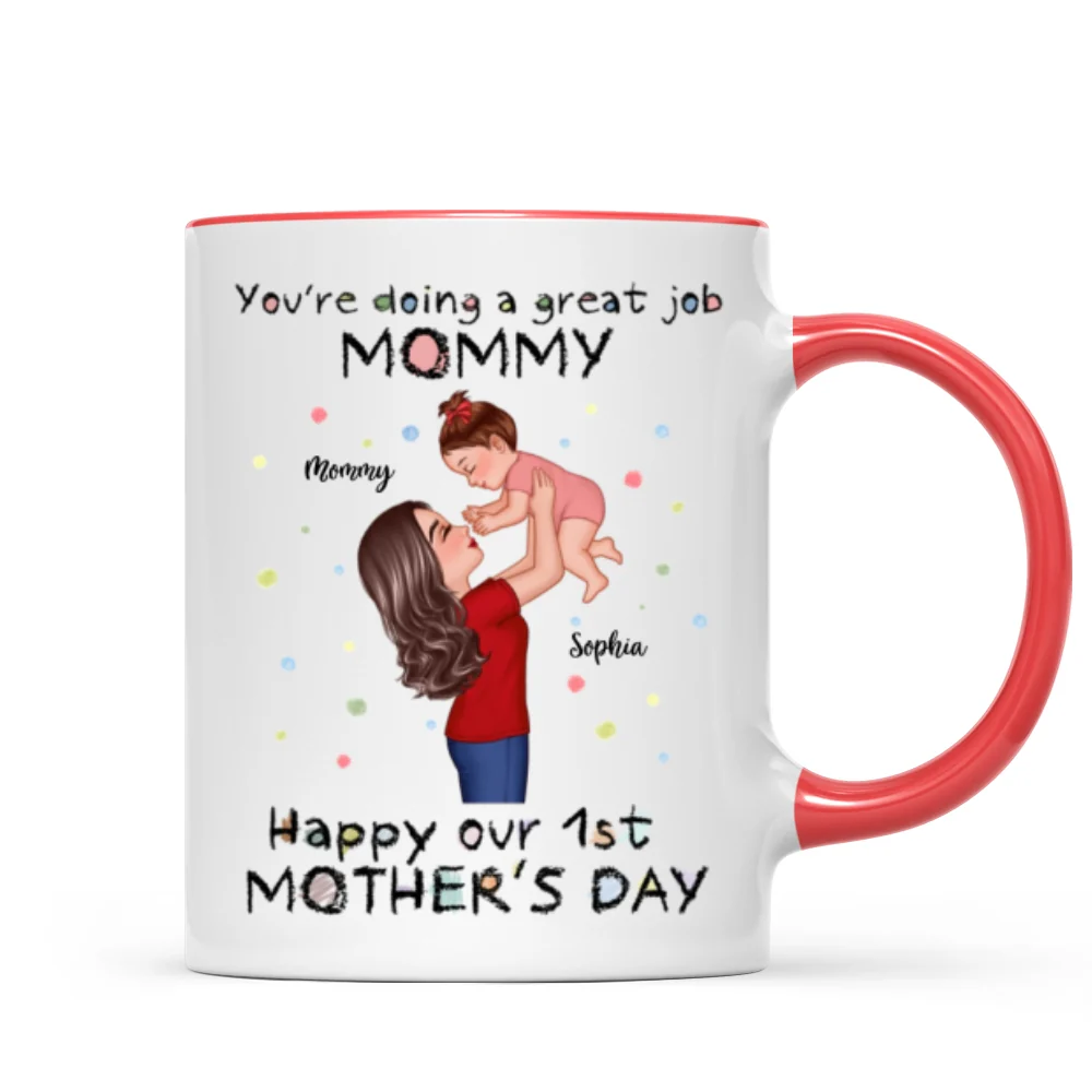 Happy 1st Mother's Day Mom And Kids Personalized Mug, Gift For Mom - Image 9