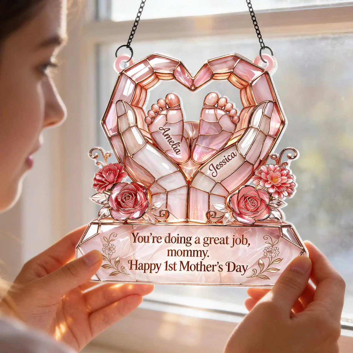 Happy 1st Mother's Day - Personalized Suncatcher - Heartfelt Mother's Day Gift for New Mom, Wife - Image 2