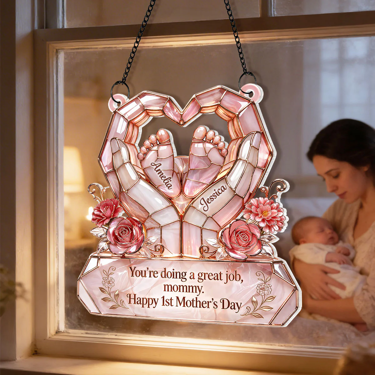 Happy 1st Mother's Day - Personalized Suncatcher - Heartfelt Mother's Day Gift for New Mom, Wife - Image 3