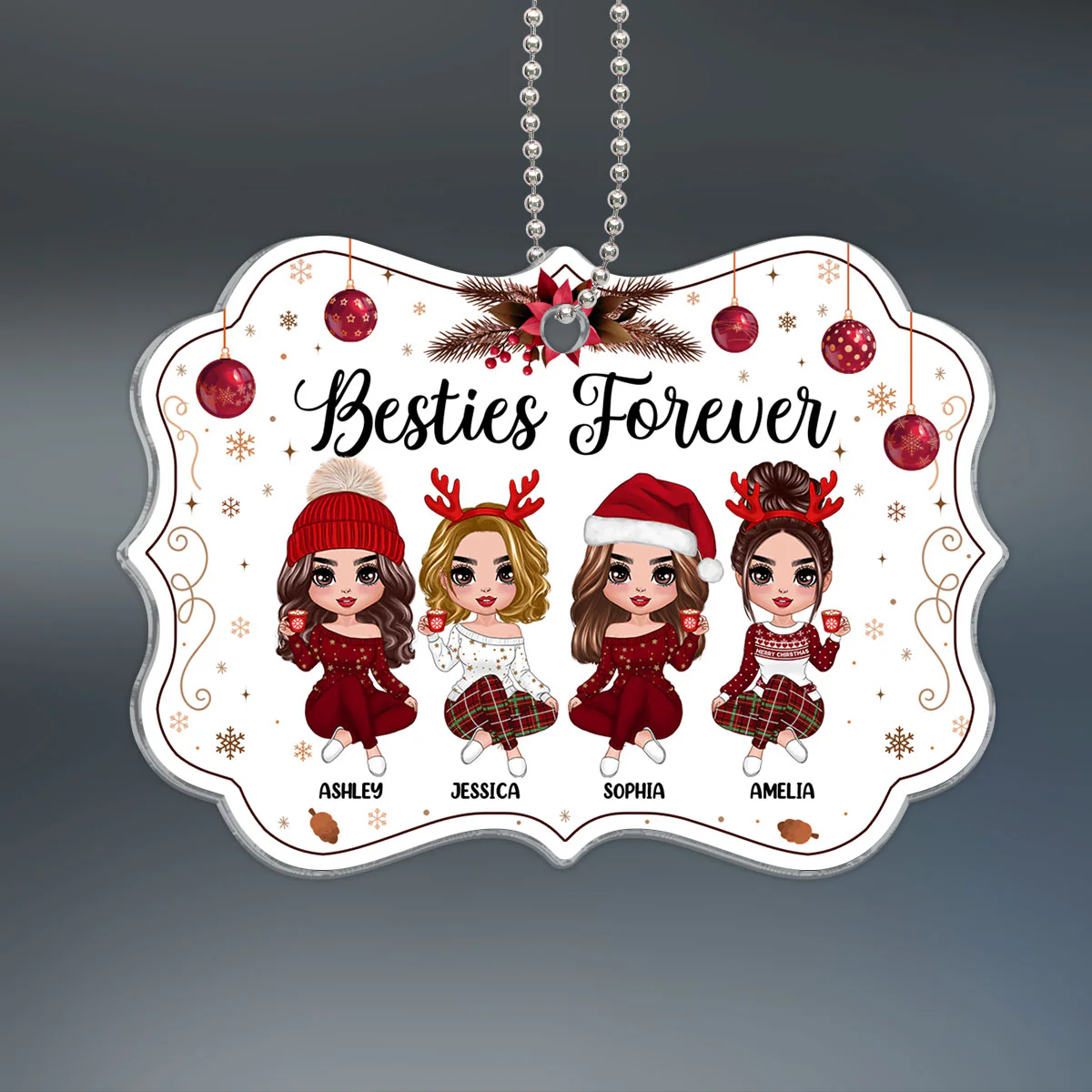 Happy Besties Forever Personalized Acrylic Ornament - Image 2
