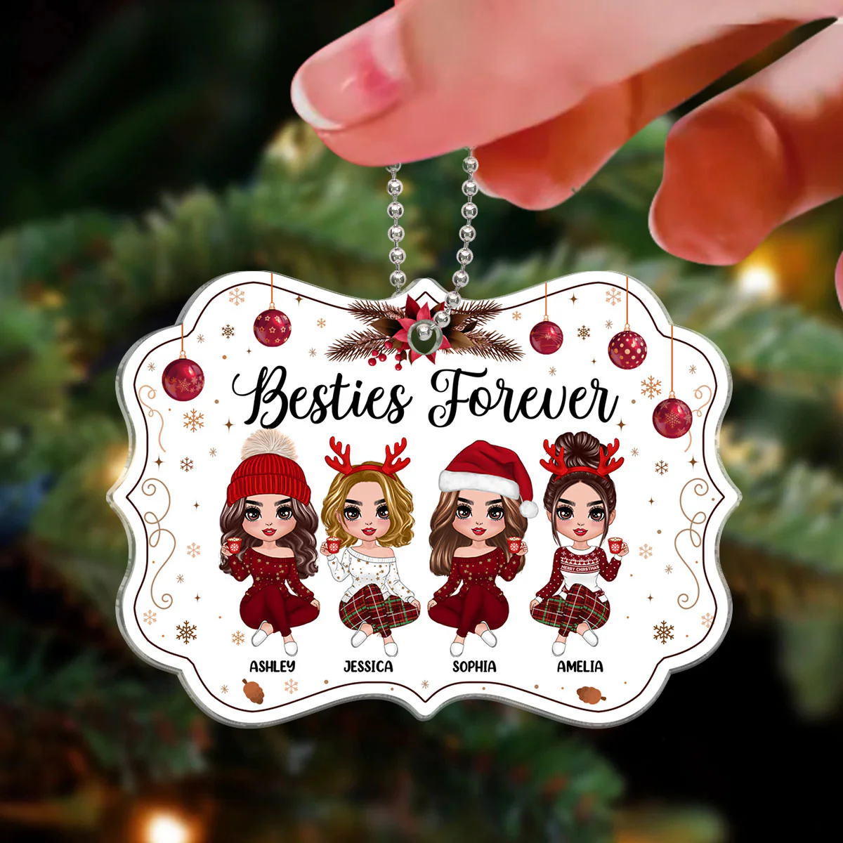 Happy Besties Forever Personalized Acrylic Ornament - Image 3