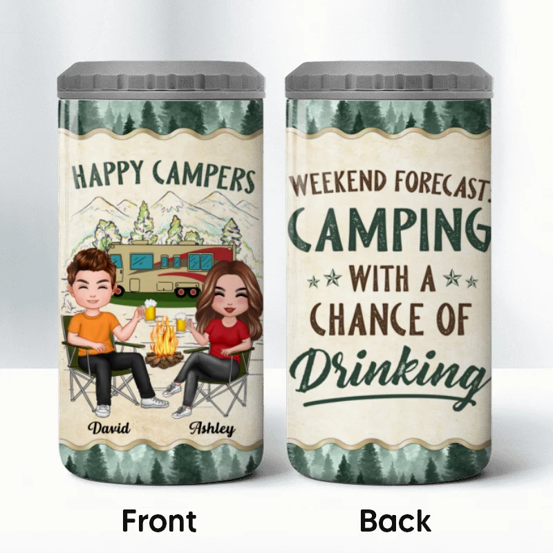 Happy Campers Doll Couple Personalized 4 In 1 Can Cooler - Image 8