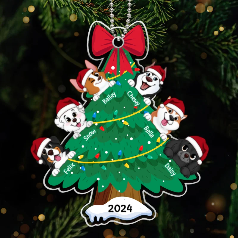 Happy Christmas Dogs Personalized Acrylic Ornament, Gift For Dog Lovers - Image 10
