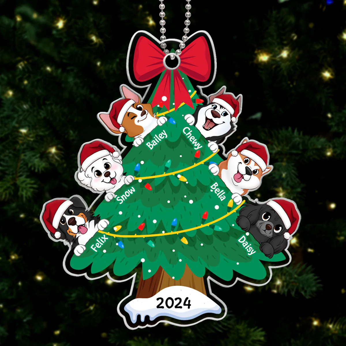 Happy Christmas Dogs Personalized Acrylic Ornament, Gift For Dog Lovers - Image 5