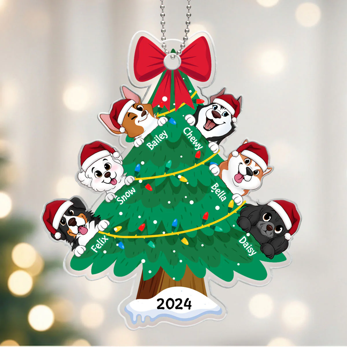 Happy Christmas Dogs Personalized Acrylic Ornament, Gift For Dog Lovers - Image 6