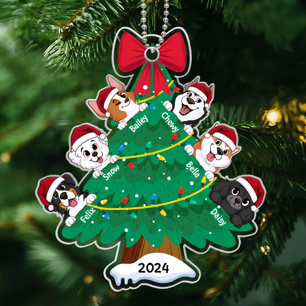 Happy Christmas Dogs Personalized Acrylic Ornament, Gift For Dog Lovers - Image 7