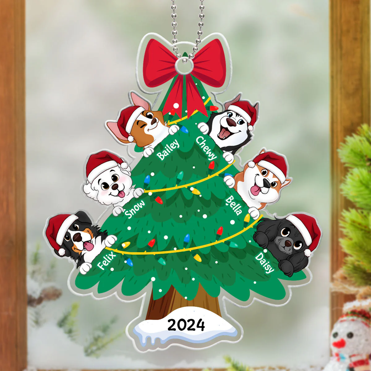 Happy Christmas Dogs Personalized Acrylic Ornament, Gift For Dog Lovers - Image 8