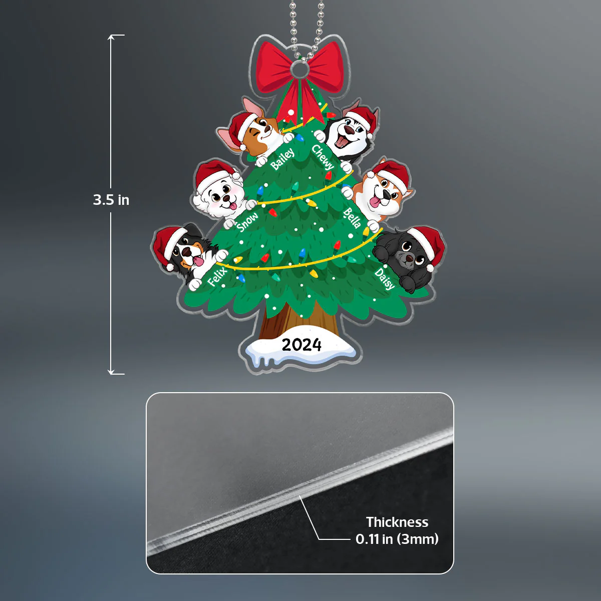 Happy Christmas Dogs Personalized Acrylic Ornament, Gift For Dog Lovers - Image 9