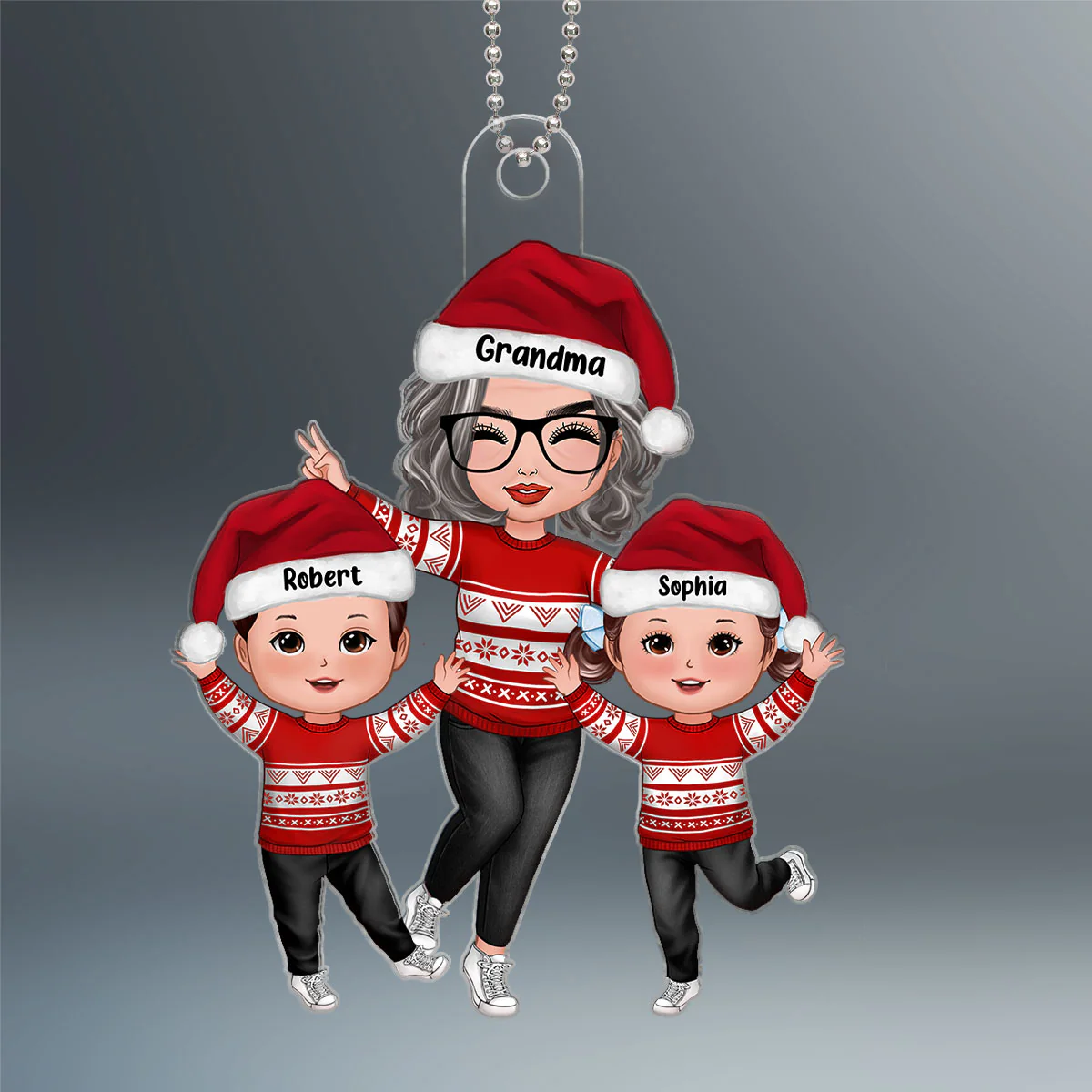 Happy Christmas Doll Grandma Grandkids Gift For Grandma Granddaughter Grandson Personalized Acrylic Ornament - Image 2