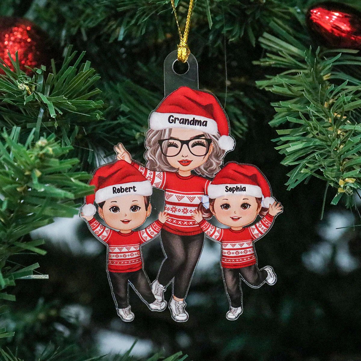 Grandma Grandkids - Personalized Acrylic Ornament - Gift For Granddaughter, Grandson