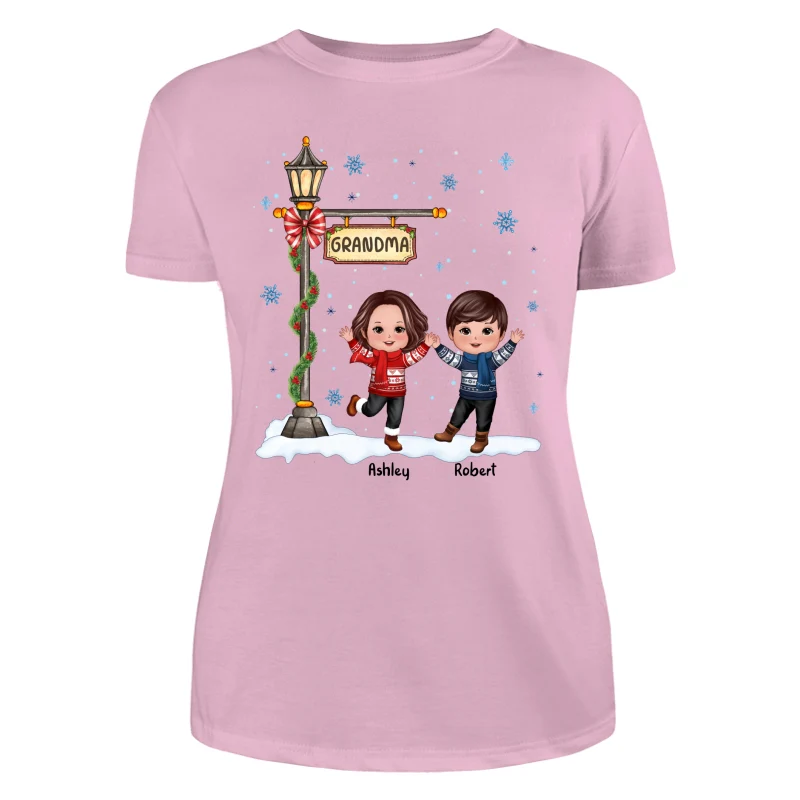 Happy Christmas Doll Kids Under Lamp Post Personalized Shirt - Image 11