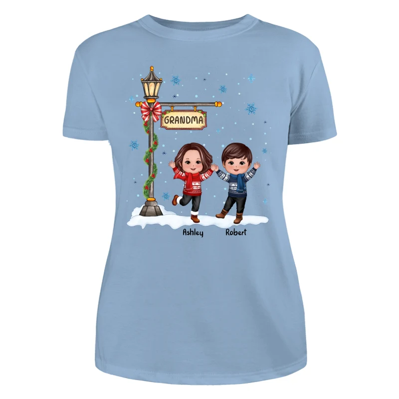 Happy Christmas Doll Kids Under Lamp Post Personalized Shirt - Image 12