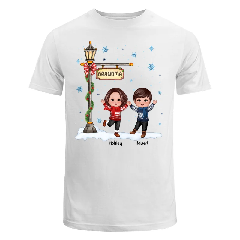Happy Christmas Doll Kids Under Lamp Post Personalized Shirt - Image 5