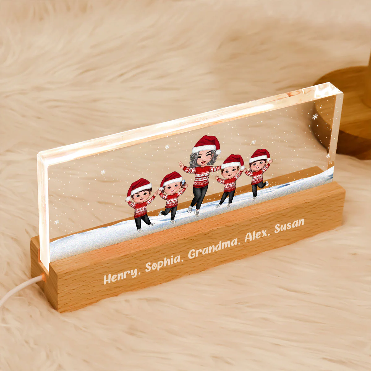 Happy Christmas Grandma Grandkids Personalized Acrylic Block LED Night Light, Gift For Grandma Granddaughter Grandson - Image 6