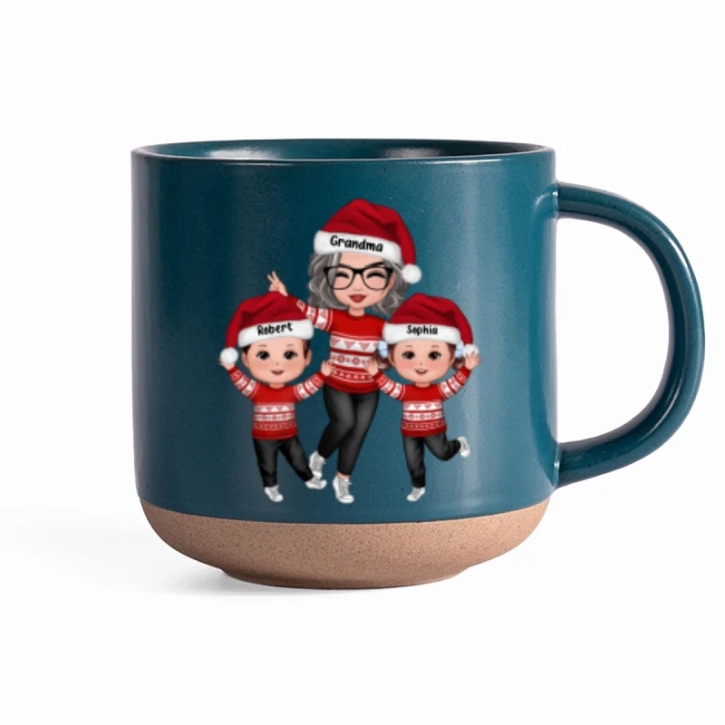 Happy Christmas Grandma Grandkids Personalized Pottery Mug - Image 11