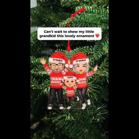 Happy Christmas Grandparents Grandkids - Personalized Acrylic Ornament - Gift For Granddaughter, Grandson - Image 2