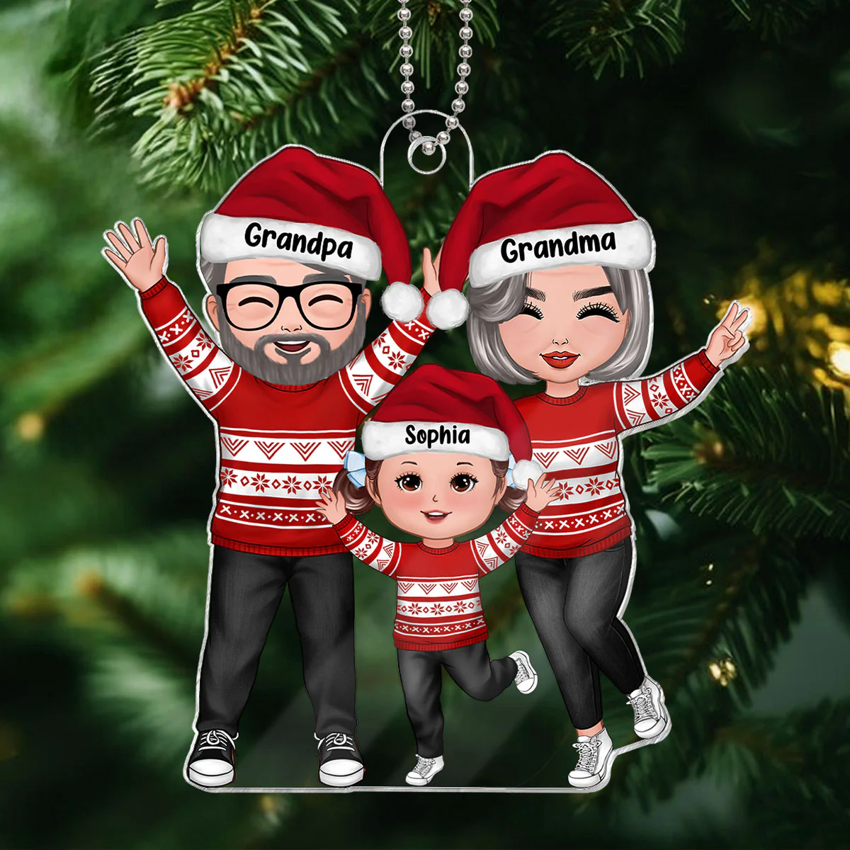 Happy Christmas Grandparents Grandkids - Personalized Acrylic Ornament - Gift For Granddaughter, Grandson - Image 3
