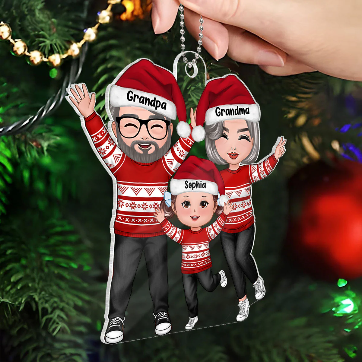 Happy Christmas Grandparents Grandkids - Personalized Acrylic Ornament - Gift For Granddaughter, Grandson - Image 4