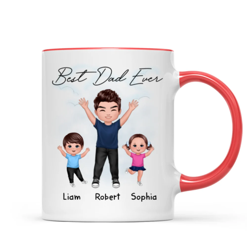 Happy Dad And Kids Dogs Cats Best Dad Ever Father‘s Day Gift For Dad Personalized Mug - Image 6