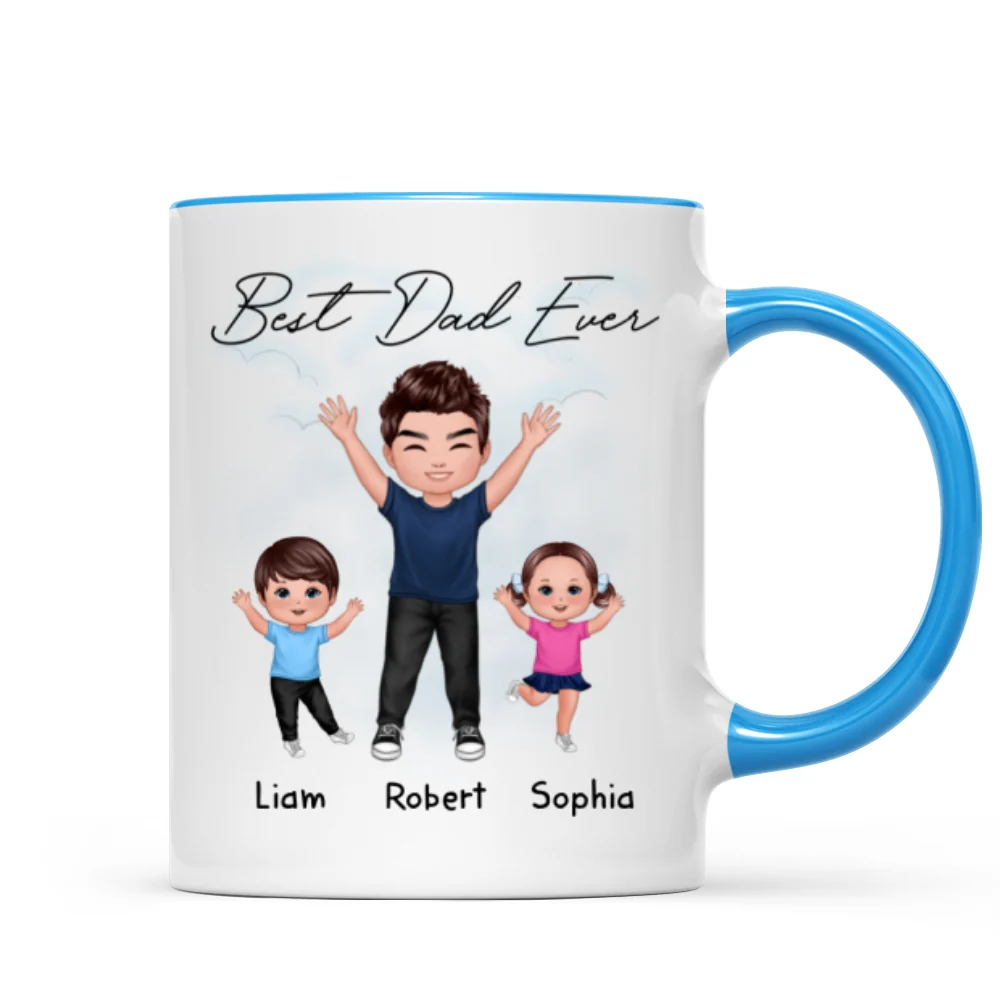 Happy Dad And Kids Dogs Cats Best Dad Ever Father‘s Day Gift For Dad Personalized Mug - Image 7