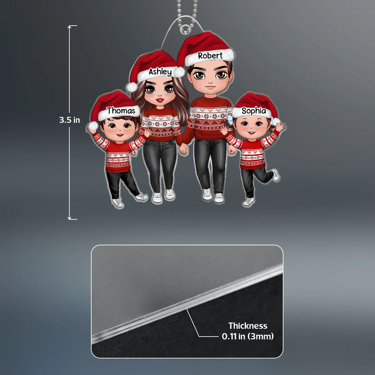 Happy Doll Family Christmas Gift Personalized Acrylic Ornament - Image 4