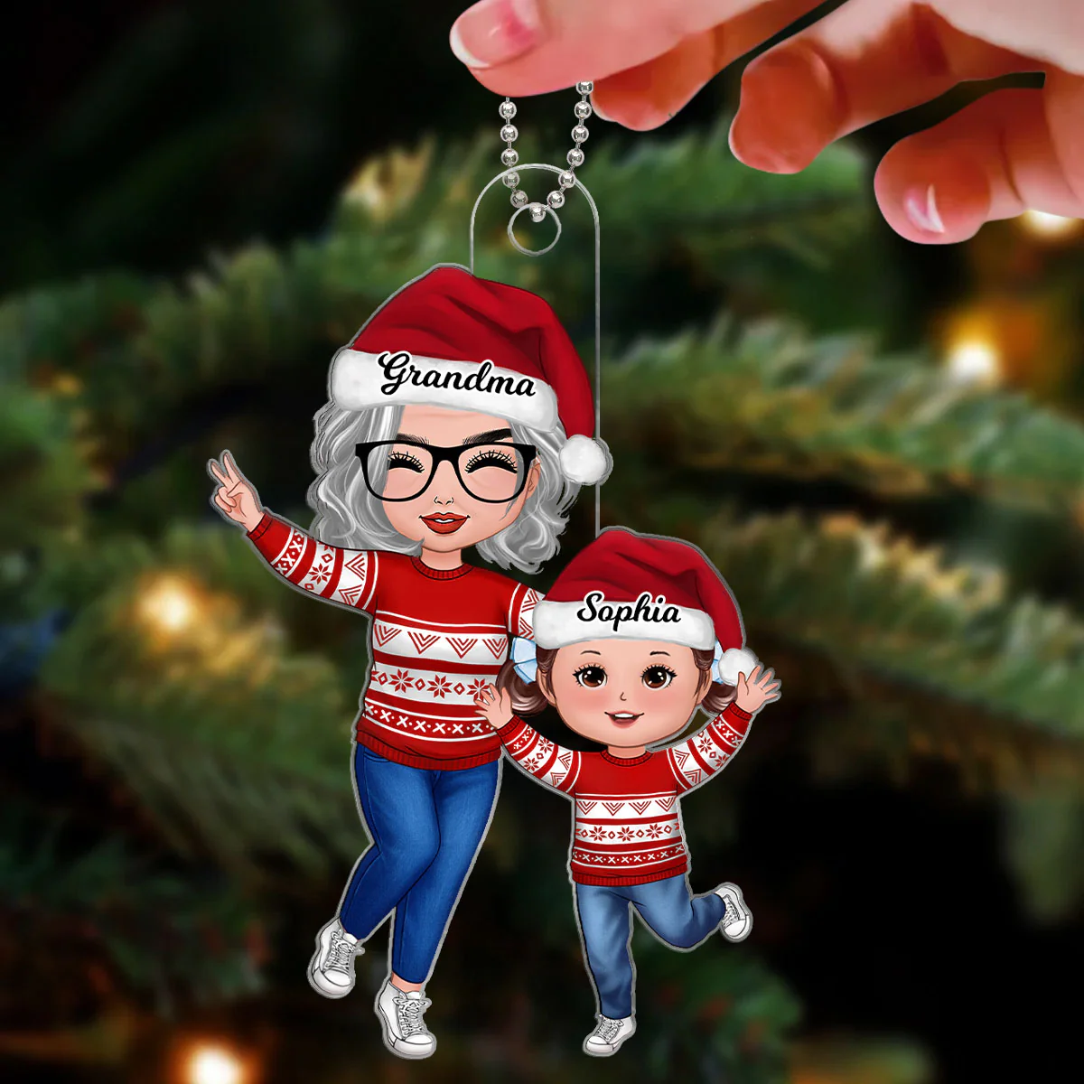 Happy Doll Grandma & Grandkid Christmas Gift For Granddaughter Grandson - Personalized Ornament - Gift For Granddaughter, Grandson - Image 4