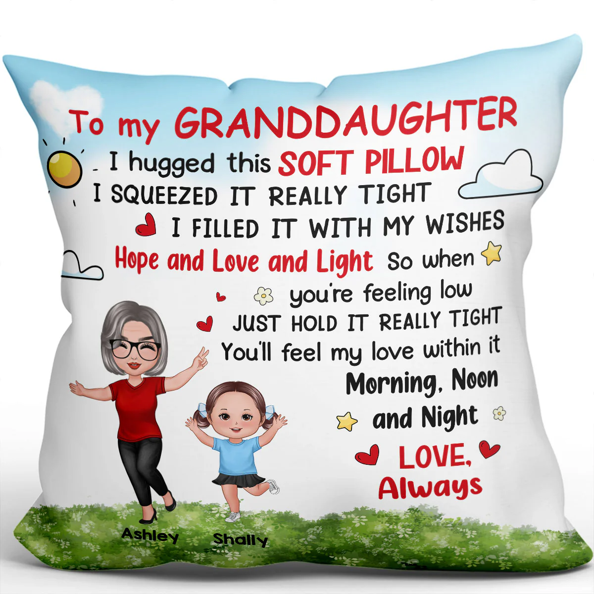 Happy Doll Grandma Grandkid To My Granddaughter Grandson Gift For GrandchildrenPersonalized Pillow