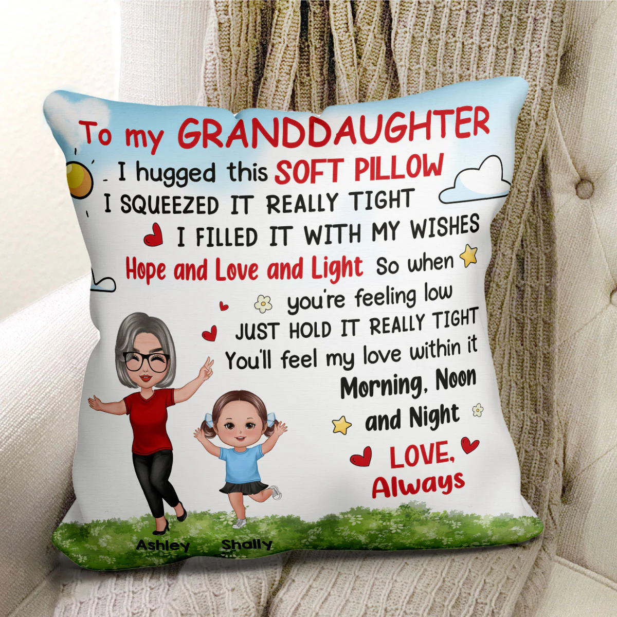 Happy Doll Grandma Grandkid To My Granddaughter Grandson Gift For GrandchildrenPersonalized Pillow - Image 2