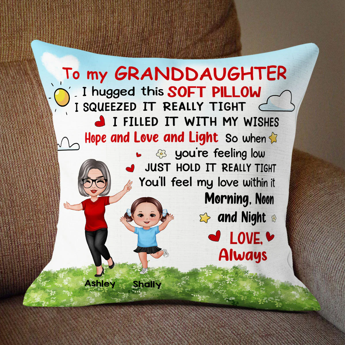 Happy Doll Grandma Grandkid To My Granddaughter Grandson Gift For GrandchildrenPersonalized Pillow - Image 3