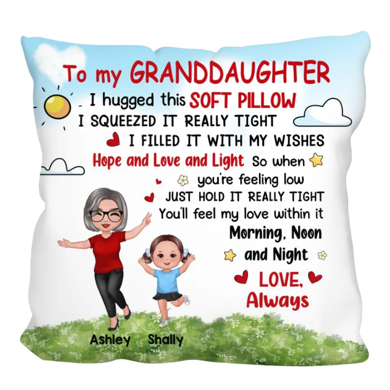 Happy Doll Grandma Grandkid To My Granddaughter Grandson Gift For GrandchildrenPersonalized Pillow - Image 4
