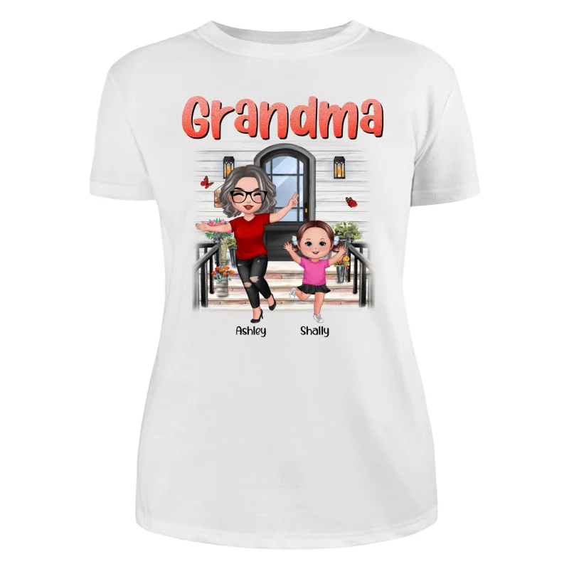 Happy Doll Grandma Grandkids Front Porch Personalized Shirt - Image 9