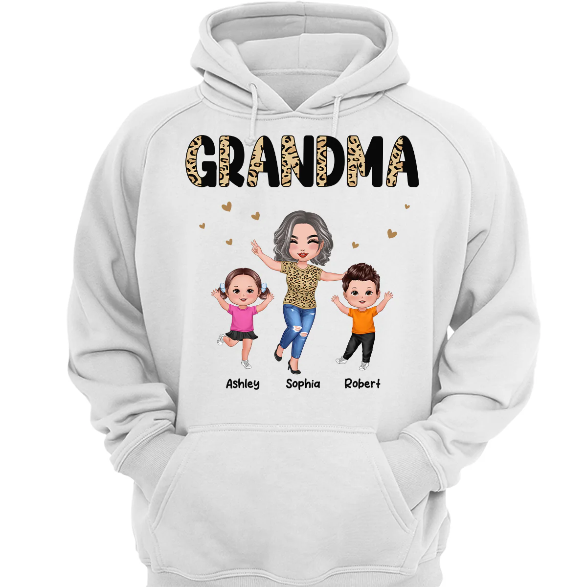 Happy Doll Grandma Grandkids Half Leopard Personalized Shirt - Image 3