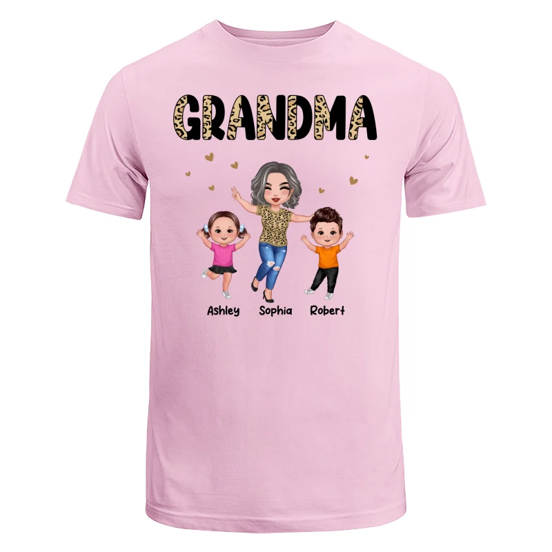 Happy Doll Grandma Grandkids Half Leopard Personalized Shirt - Image 7