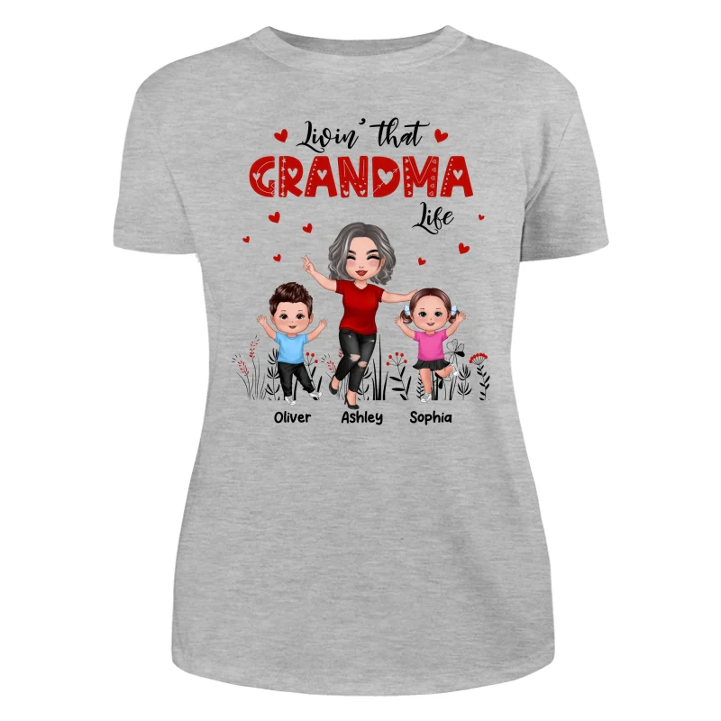 Happy Doll Grandma & Grandkids Livin‘ That Grandma Life Personalized Shirt - Image 10