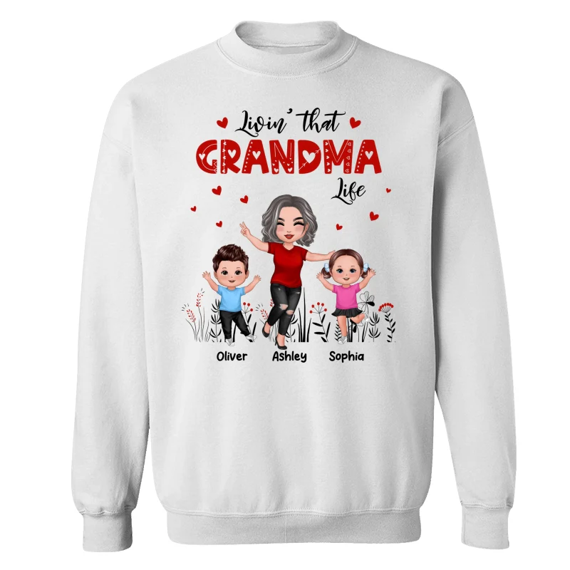 Happy Doll Grandma & Grandkids Livin‘ That Grandma Life Personalized Shirt - Image 17